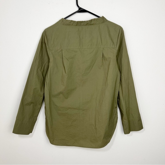 J. Crew Funnel Neck Shirt Blouse Top in Green Size 0 lagenlook - Picture 6 of 12